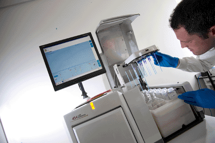 Image: The Roche-454 GS FLX Pyrosequencer, a Massively Parallel DNA sequencing system (photo courtesy Roche).